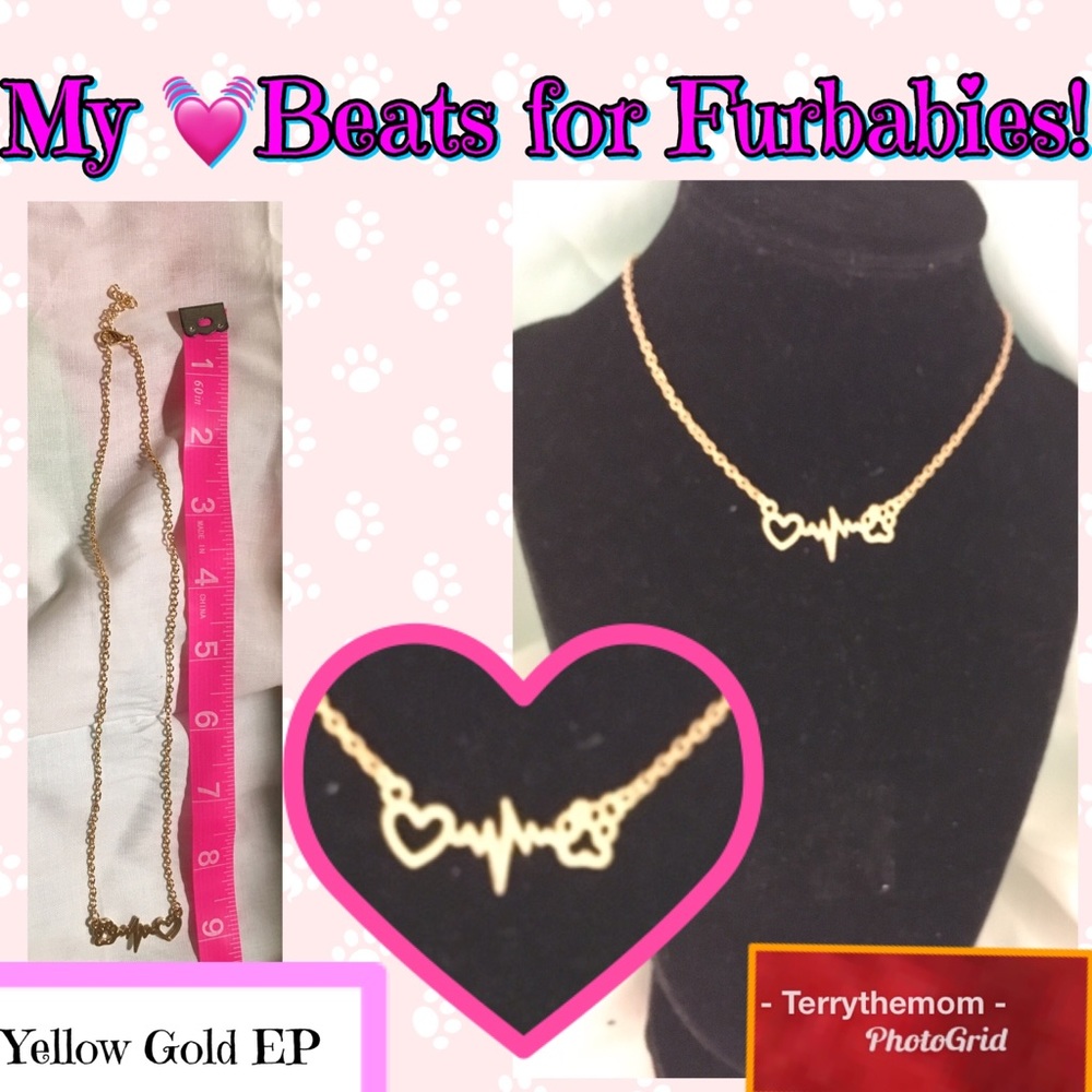 My Heart Beats for Furbabies” gold EP  necklace